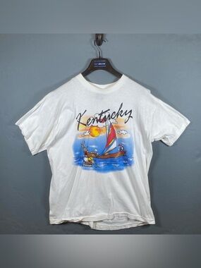Vintage 1994 Looney Tunes Kentucky Sailboat T-Shirt XL Bugs Bunny Sylvester TSI